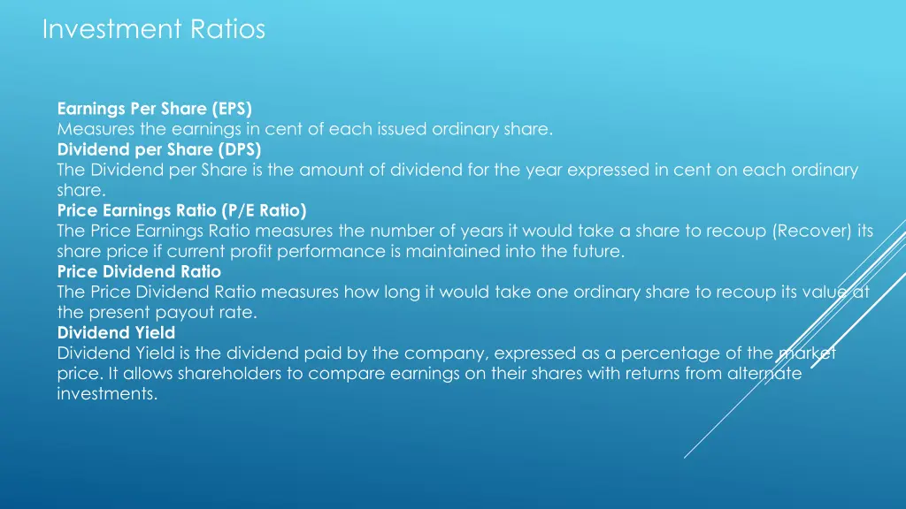 investment ratios 1