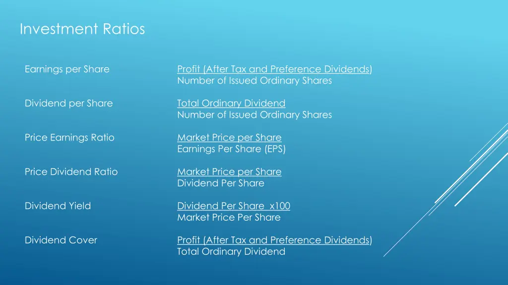 investment ratios