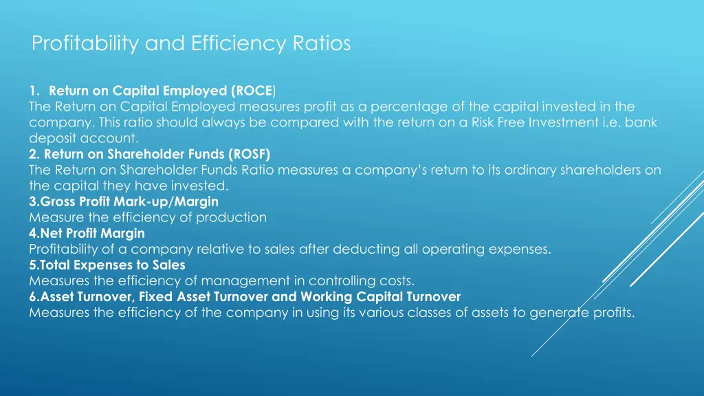 profitability and efficiency ratios 1