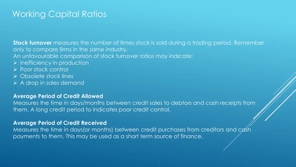 working capital ratios 1