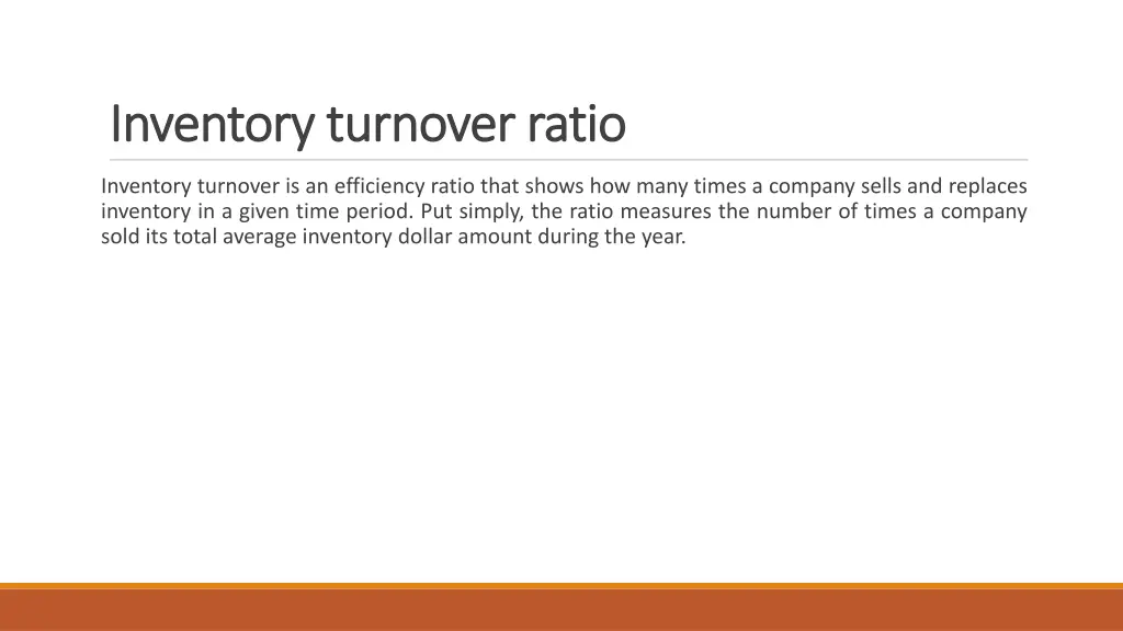 inventory turnover ratio inventory turnover ratio