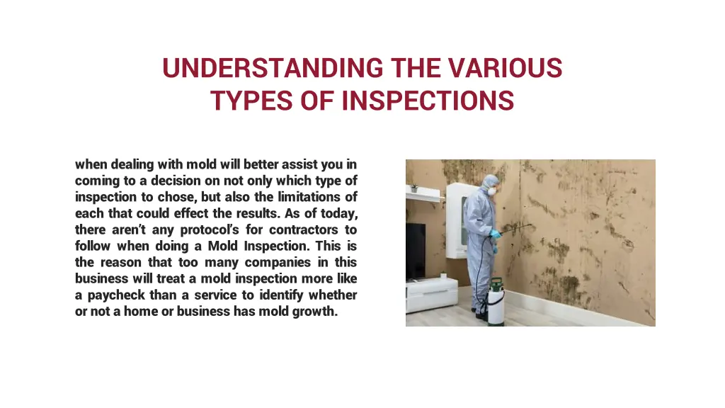 understanding the various types of inspections