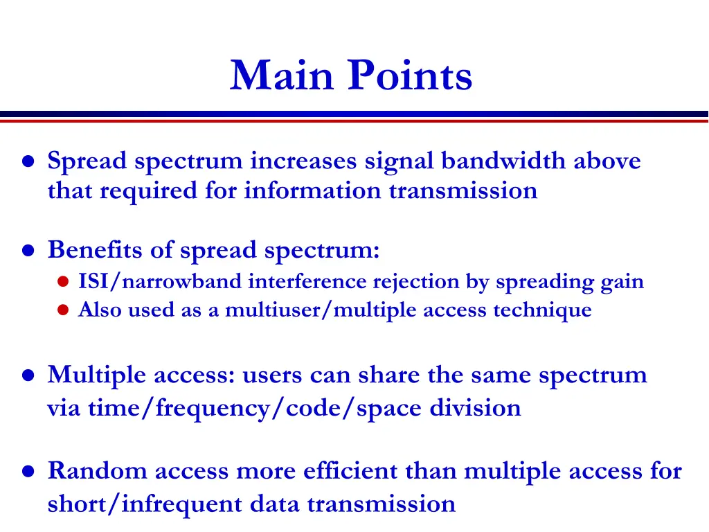 main points