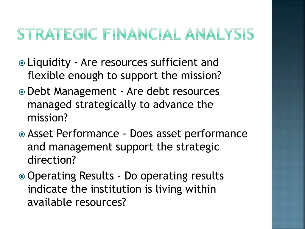 strategic financial analysis