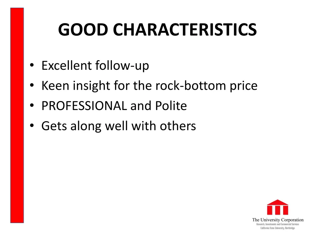 good characteristics