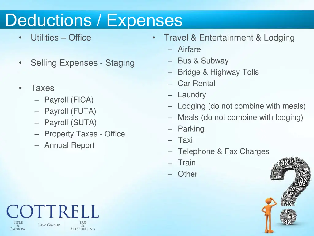 deductions expenses utilities office