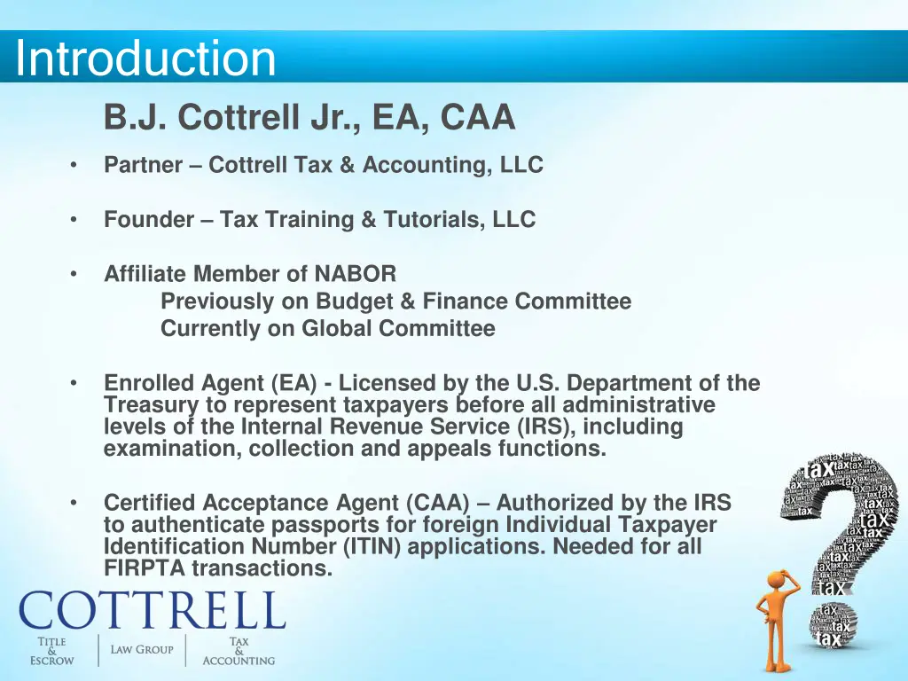 introduction b j cottrell jr ea caa