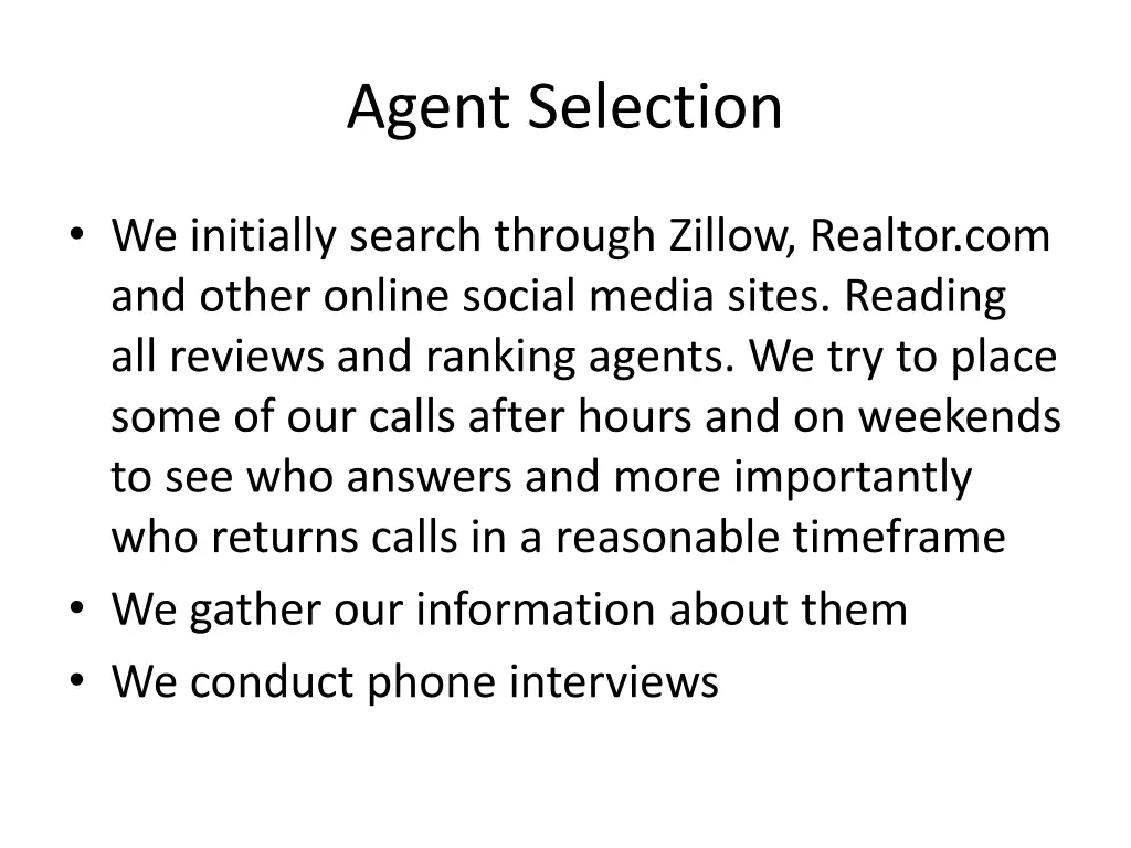 agent selection