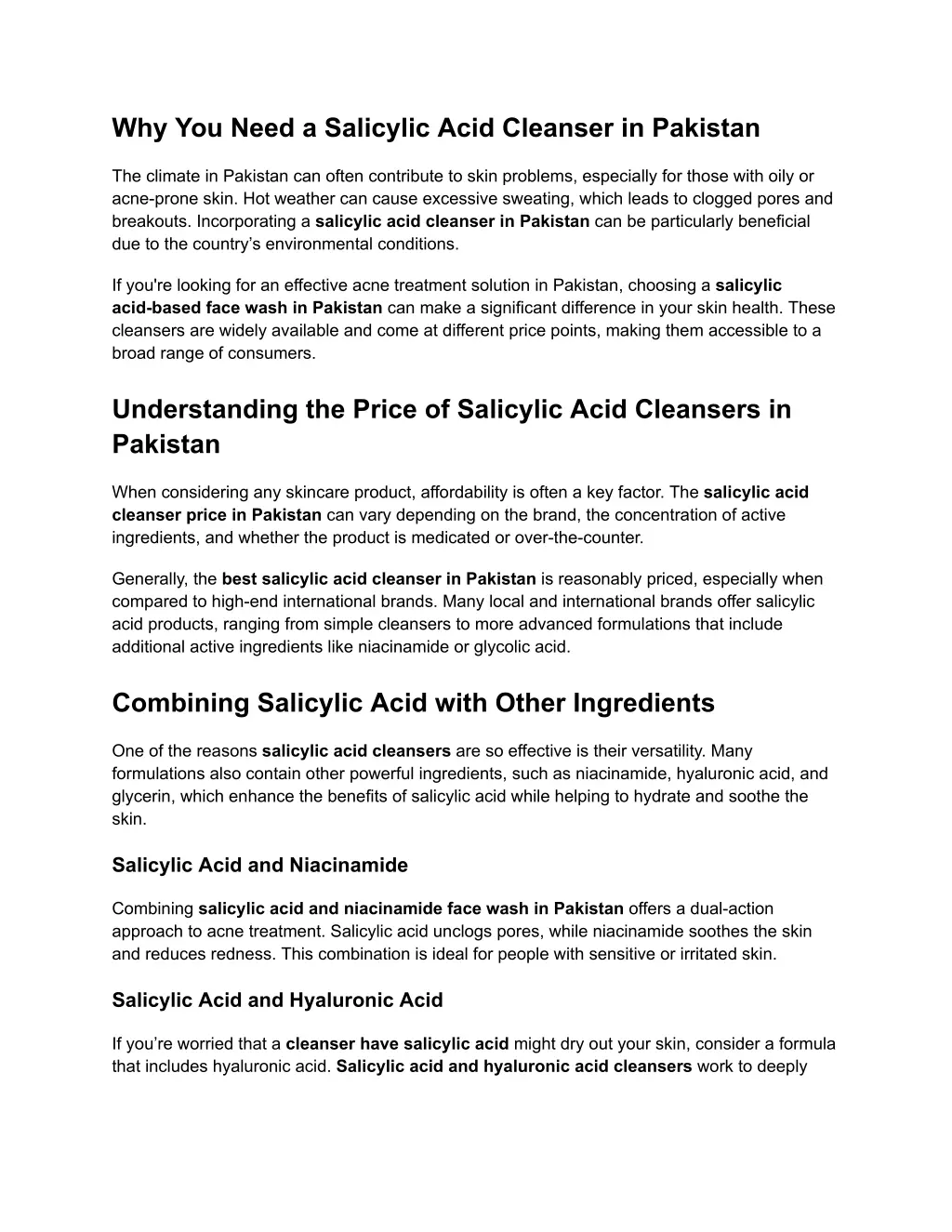 why you need a salicylic acid cleanser in pakistan