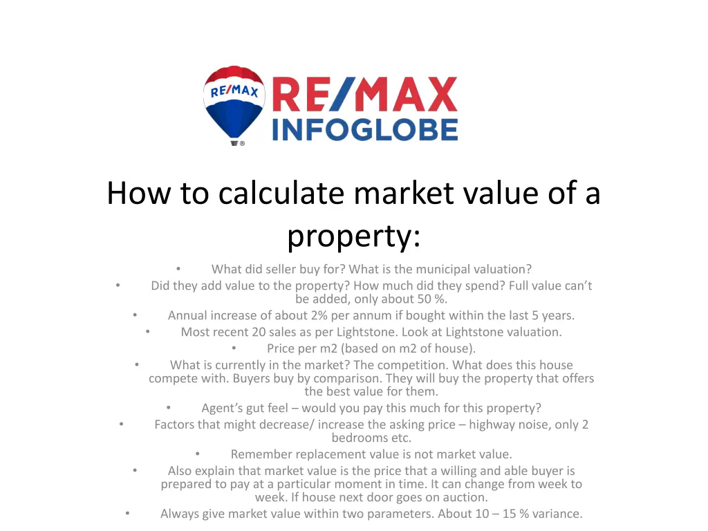 how to calculate market value of a property what