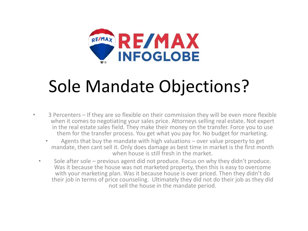 sole mandate objections