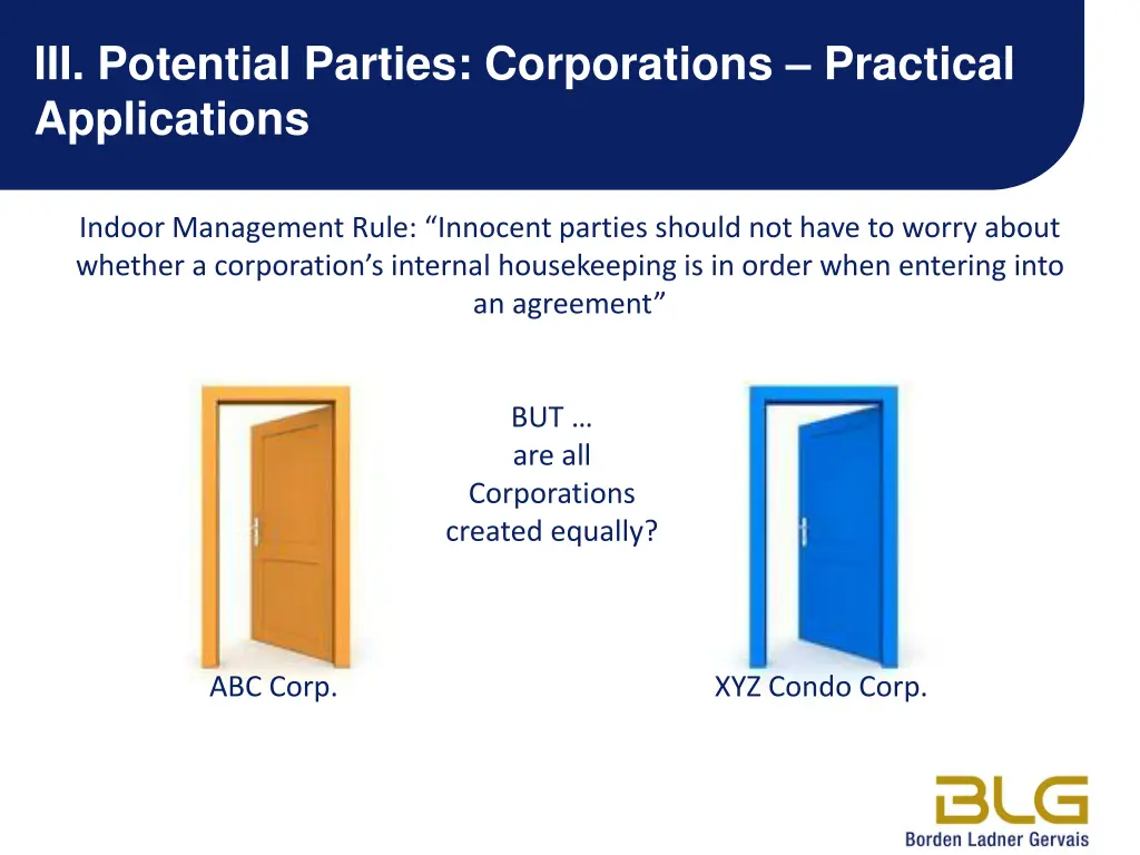 iii potential parties corporations practical