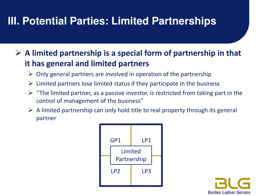 iii potential parties limited partnerships