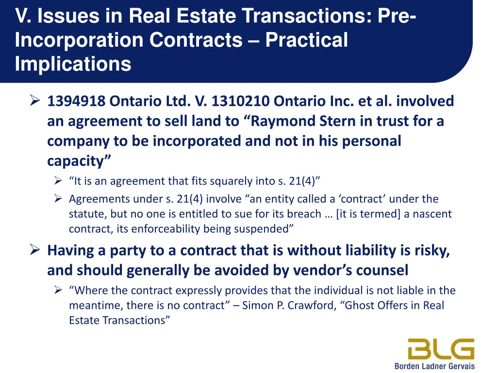 v issues in real estate transactions 1