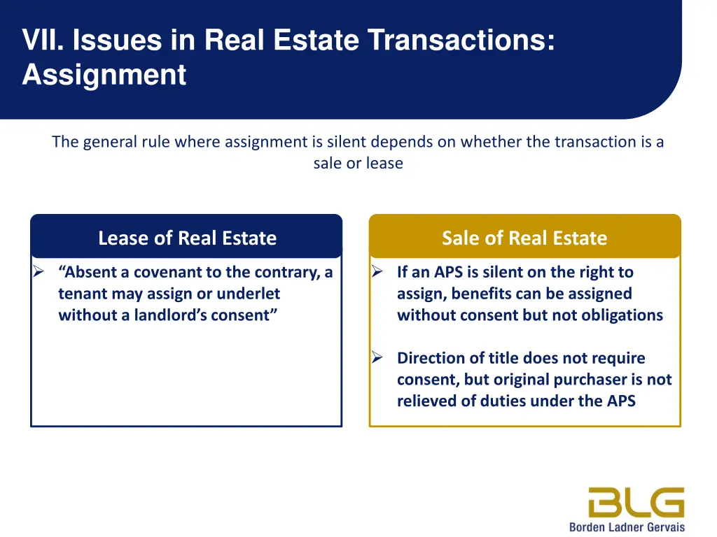 vii issues in real estate transactions assignment