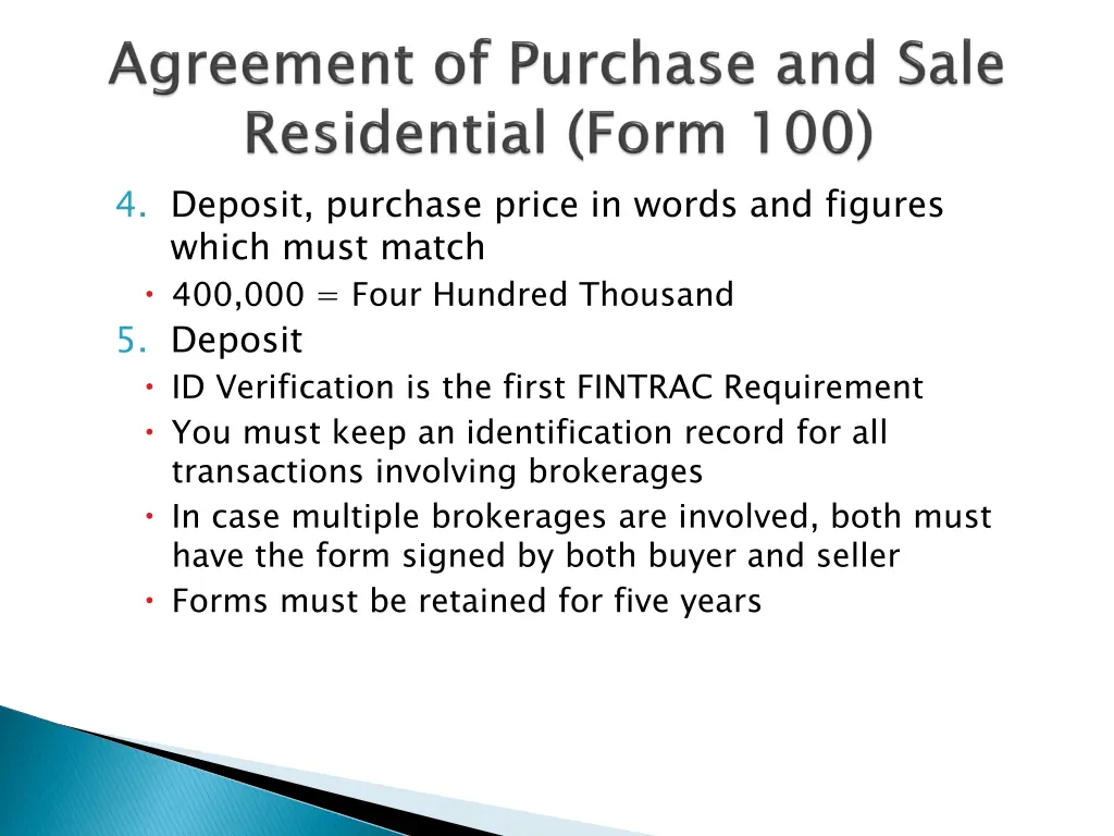 4 deposit purchase price in words and figures