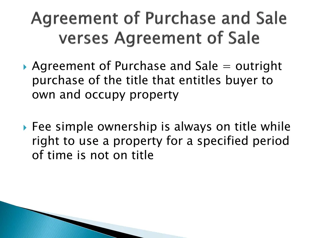 agreement of purchase and sale outright purchase