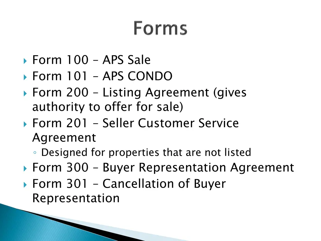 form 100 aps sale form 101 aps condo form