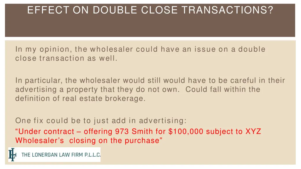 effect on double close transactions