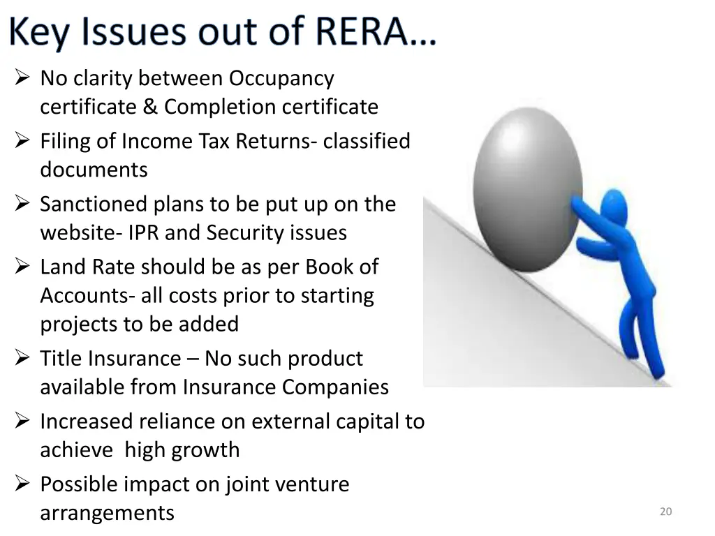 key issues out of rera