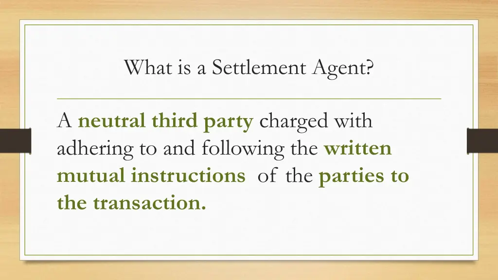 what is a settlement agent