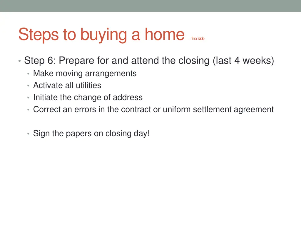 steps to buying a home final slide