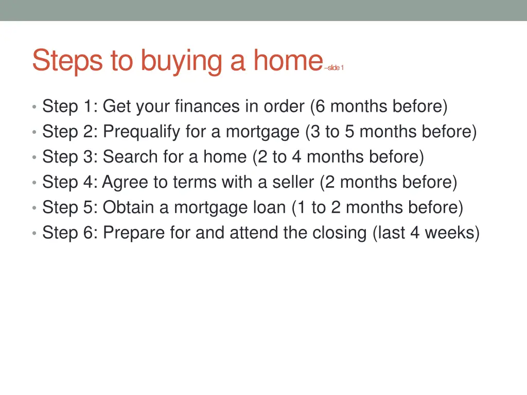 steps to buying a home slide 1