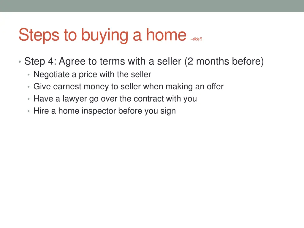 steps to buying a home slide 5