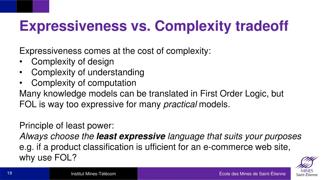 expressiveness vs complexity tradeoff