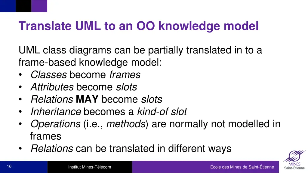 translate uml to an oo knowledge model