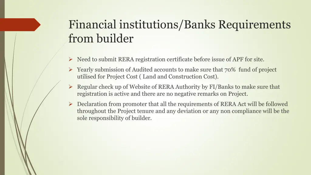 financial institutions banks requirements from