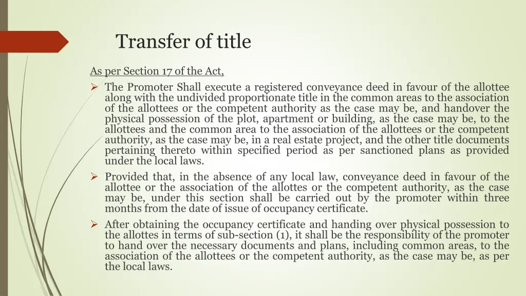 transfer of title