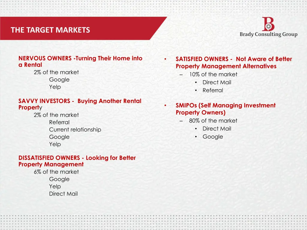 the target markets