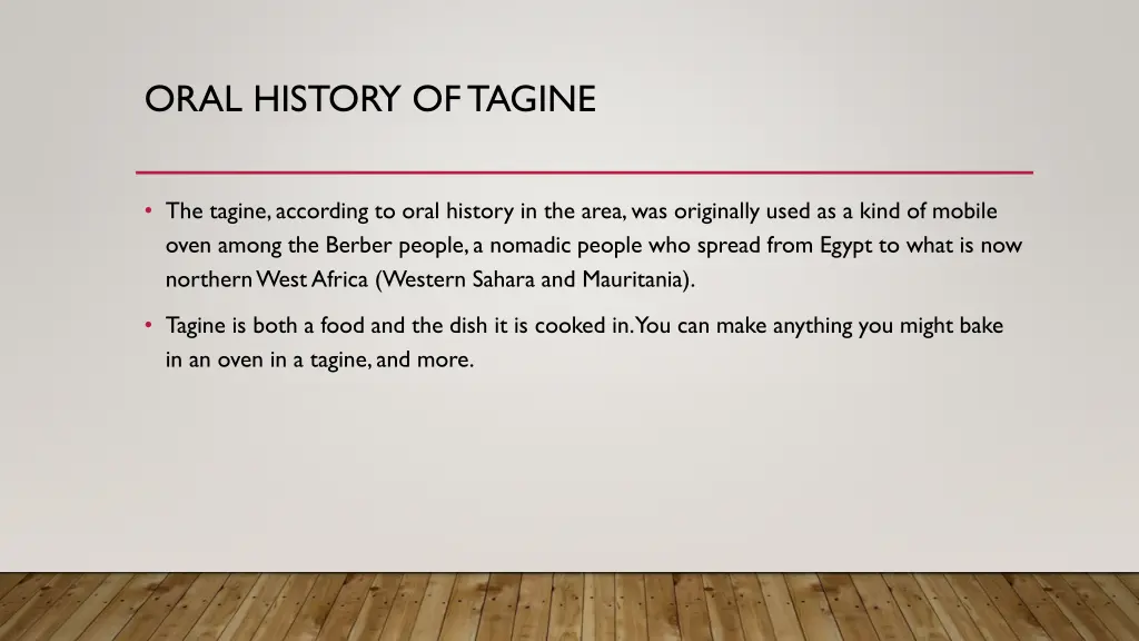 oral history of tagine