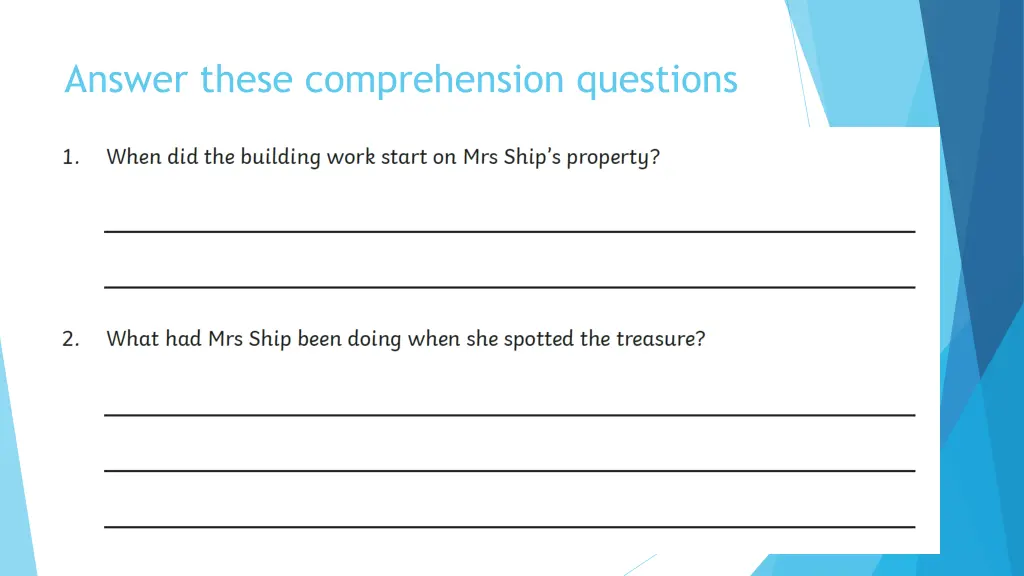 answer these comprehension questions