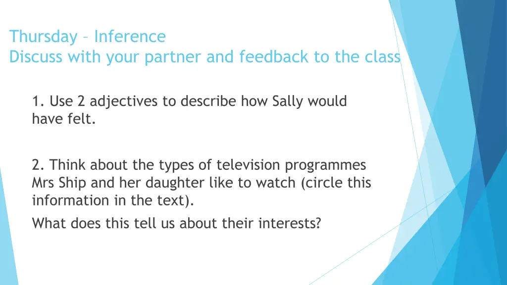 thursday inference discuss with your partner