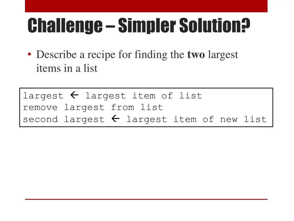 challenge simpler solution