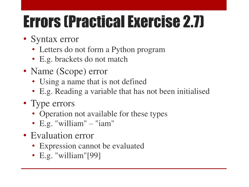 errors practical exercise 2 7 syntax error