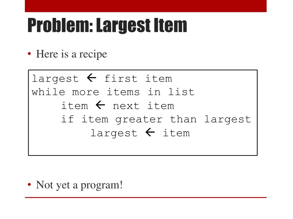 problem largest item 1