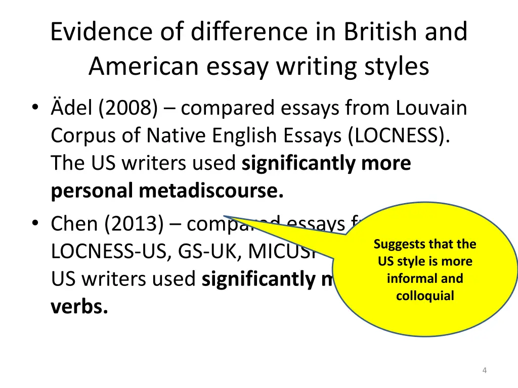 evidence of difference in british and american