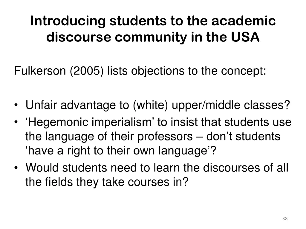 introducing students to the academic discourse