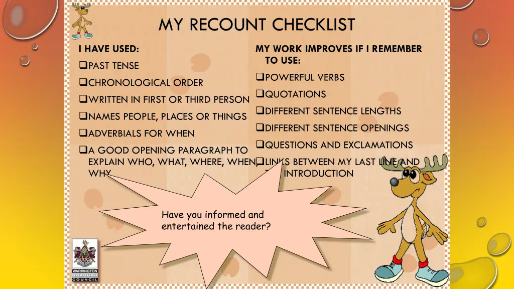 my recount checklist