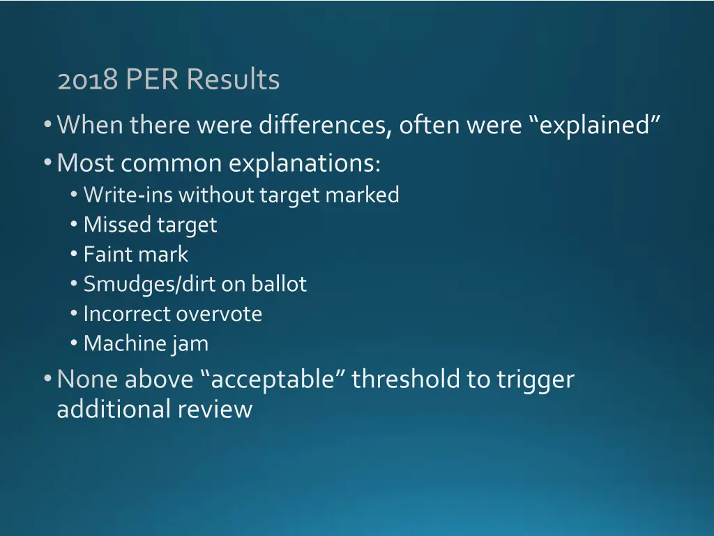 2018 per results