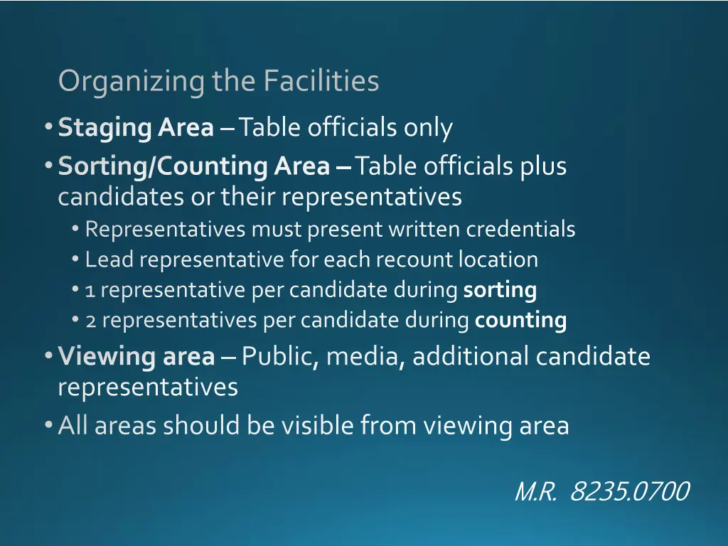 organizing the facilities