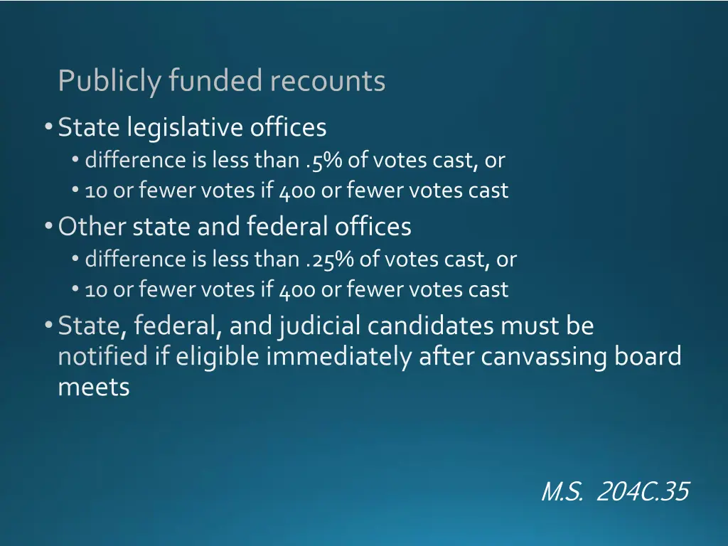 publicly funded recounts