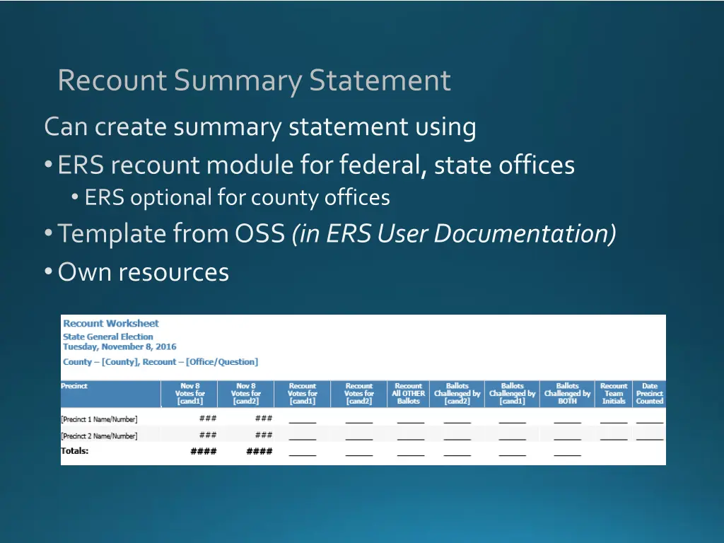 recount summary statement