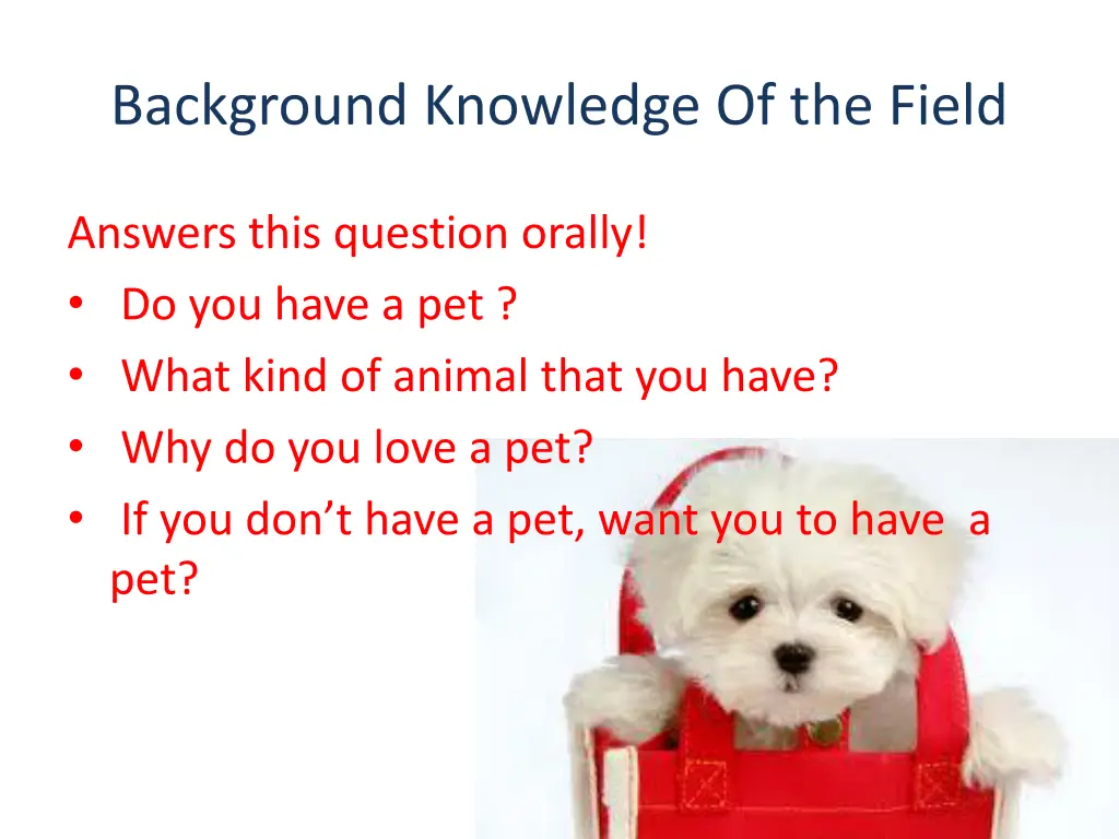 background knowledge of the field