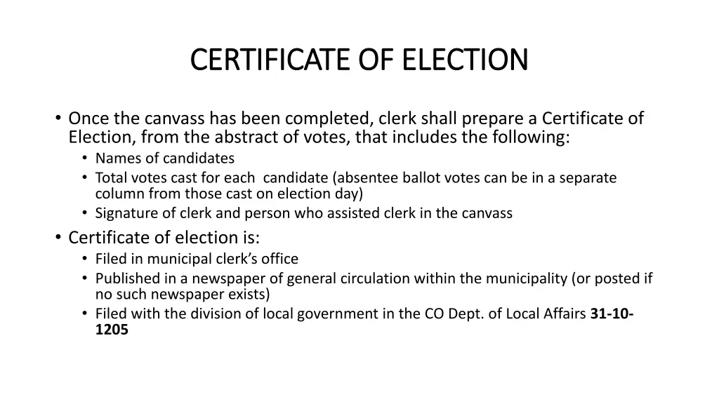 certificate of election certificate of election