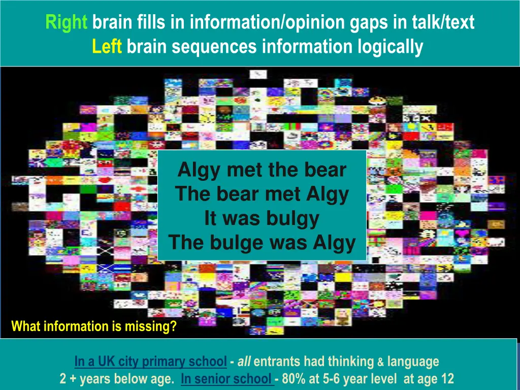 right brain fills in information opinion gaps