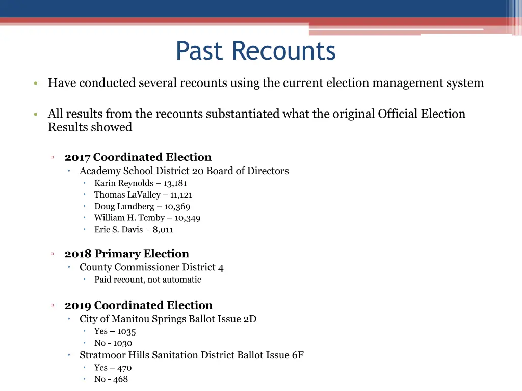 past recounts